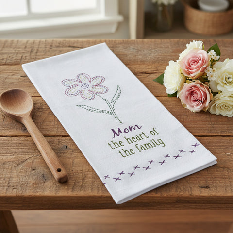 Mom Heart Of The Family Dishtowel-Lange General Store