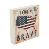 My Country Home Of The Brave American Flag On Map Block Sign-Lange General Store