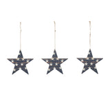 My Country White Stars On Navy Star Ornament Set of 3-Lange General Store