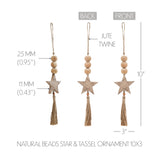 Natural Beads Star & Tassel Ornament-Lange General Store