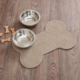 Natural Dog Bone Braided Waterproof Rug Mat – Small 11.5x17.5 – Natural Tan – Jute-Look Recycled PET