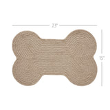 Natural Dog Bone Braided Waterproof Rug Mat – Indoor Outdoor Pet Bowl Mat – Natural Tan