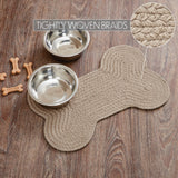 Natural Dog Bone Braided Waterproof Rug Mat – Farmhouse Dog Feeding Mat – Natural Tan
