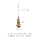 Natural Three-Tiered Hand Turned Wooden Tree Set of 6-Lange General Store