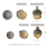 Natural Wood Acorn Decor Set of 2-Lange General Store