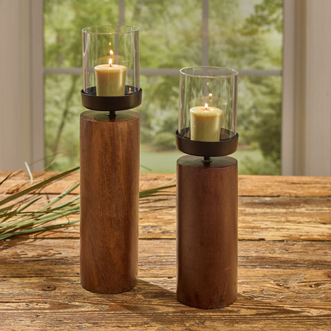 Natural Wood Log Votive Candle Holders