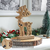 Natural Wooden Snowflake Reindeer-Lange General Store