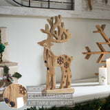 Natural Wooden Snowflake Reindeer-Lange General Store