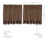 Navy Star Tier Curtains 24"-Lange General Store