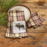 Friar Brown Plaid Moose Dishtowel