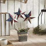Painted Metal American Flag Star On Pick Set of 3-Lange General Store