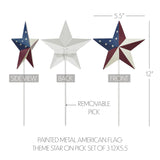 Painted Metal American Flag Star On Pick Set of 3-Lange General Store