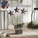Painted Metal American Flag Star On Pick Set of 3-Lange General Store