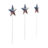 Painted Metal American Flag Star On Pick Set of 3-Lange General Store