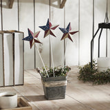 Painted Metal American Flag Star On Pick Set of 3-Lange General Store