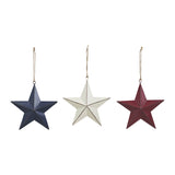 Painted Metal Red White Blue Stars Ornament Set of 3 Colors-Lange General Store