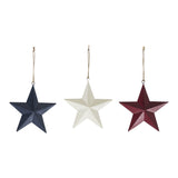Painted Metal Red White Blue Stars Ornament Set of 3 Colors-Lange General Store