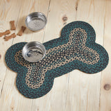 Pinehurst Dog Bone Braided Waterproof Rug Mat – Medium 15x23 – Pine Green, Natural, Soft Black