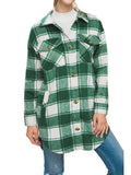 Plaid Button Oversized Shacket Shirt - Green-Lange General Store
