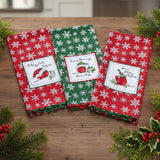 Playful Cardinal Assorted Christmas Tea Towel-Lange General Store