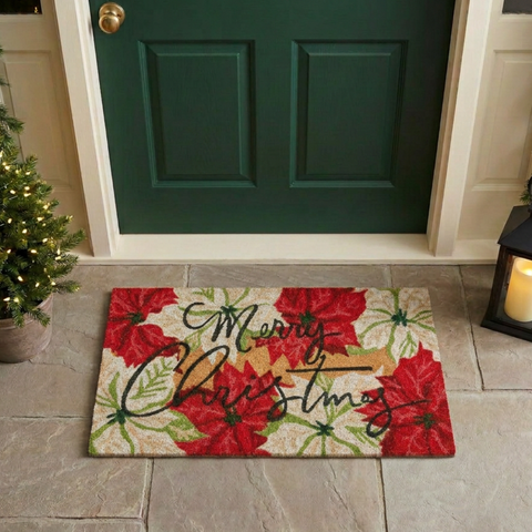 Poinsettia Door Mat with a smaller footprint