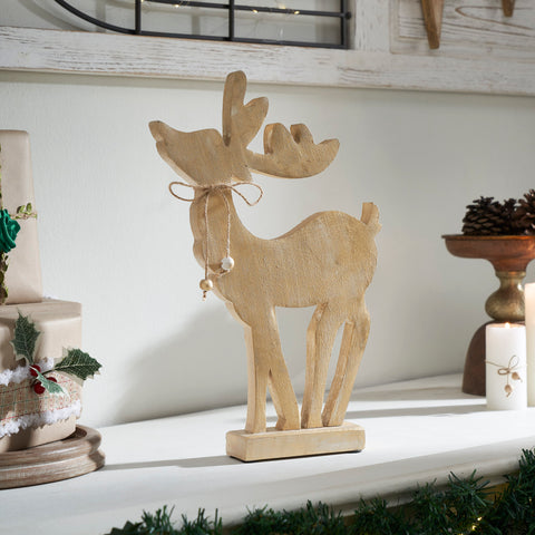 Pretty Prancer Brushed Gold Wooden Deer-Lange General Store