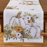 White Pumpkins And Poppies Fall Table Runners