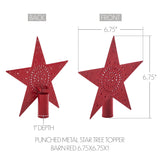 Punched Metal Star Tree Topper Barn Red-Lange General Store