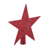 Punched Metal Star Tree Topper Barn Red-Lange General Store