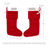 Quilted Red Velvet Stocking with White Bow-Lange General Store