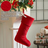 Quilted Red Velvet Stocking with White Bow-Lange General Store