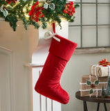 Quilted Red Velvet Stocking with White Bow-Lange General Store