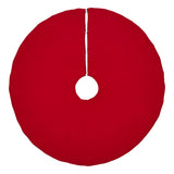 Quilted Red Velvet Tree Skirt with White Bow Ties 48"-Lange General Store
