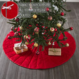 Quilted Red Velvet Tree Skirt with White Bow Ties 48"-Lange General Store