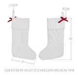 Quilted White Velvet Stocking with Red Bow-Lange General Store