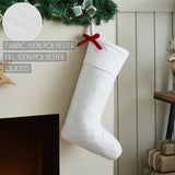 Quilted White Velvet Stocking with Red Bow-Lange General Store
