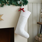 Quilted White Velvet Stocking with Red Bow-Lange General Store