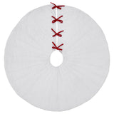 Quilted White Velvet Tree Skirt with Red Bow Ties 48"-Lange General Store