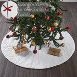 Quilted White Velvet Tree Skirt with Red Bow Ties 48"-Lange General Store