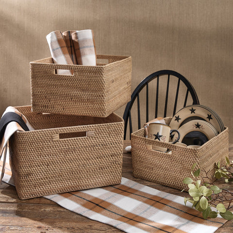 Rattan Baskets Set of 3-Lange General Store