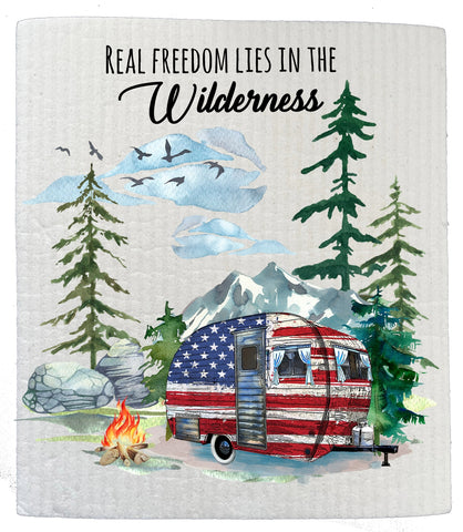 Real Freedom in Wilderness Patriotic Swedish Dish Cloth-Lange General Store