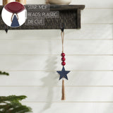 Red Bead Blue Star & Tassel Ornament-Lange General Store
