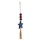 Red Bead Blue Star & Tassel Ornament-Lange General Store