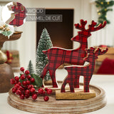 Red Plaid Wooden Reindeer Set of 2-Lange General Store