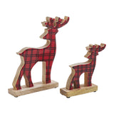 Red Plaid Wooden Reindeer Set of 2-Lange General Store