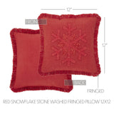 Red Snowflake Stone Washed Fringed Pillow-Lange General Store