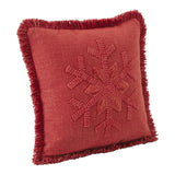 Red Snowflake Stone Washed Fringed Pillow-Lange General Store