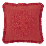 Red Snowflake Stone Washed Fringed Pillow-Lange General Store