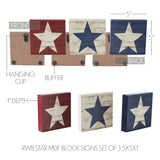 Red White Blue Block Signs Set of 3 5x5-Lange General Store