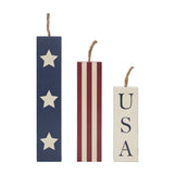 Red White Blue Stars & Stripes USA Candle Figurines Set of 3-Lange General Store